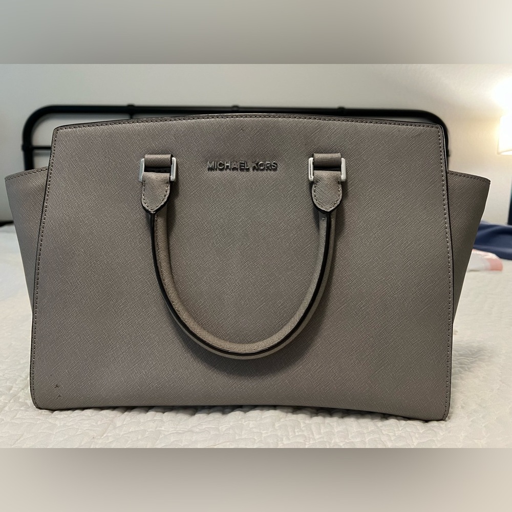 Michael Kors Grey Purse with dust cover and shoulder strap